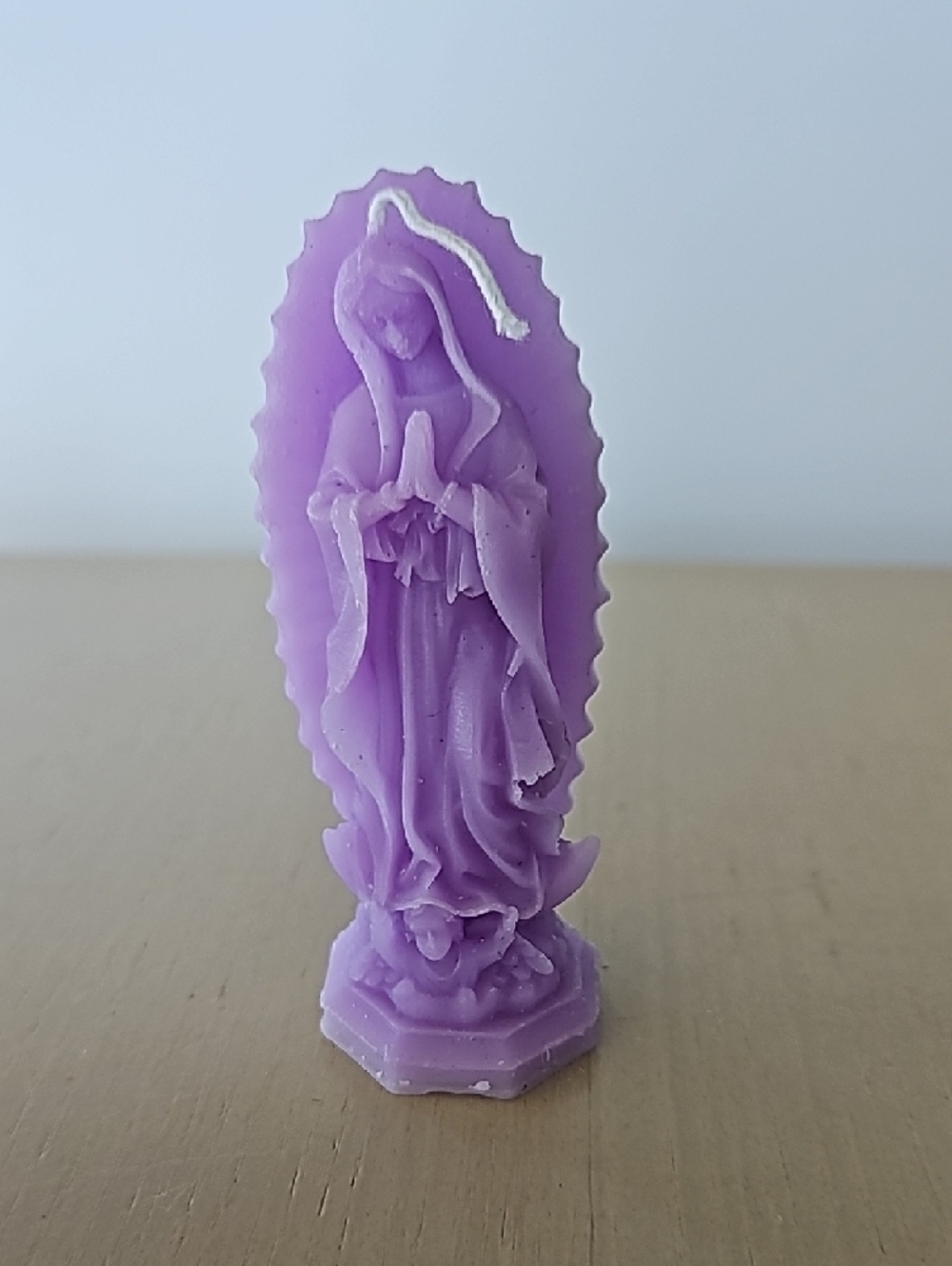 Set of 3 Virgin Mary Prayer Candles - Pink, Blue, Purple - Picture 4 of 4